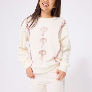 Terez Cream Sweatshirt with Pink Lettering On Website for $165 oversized